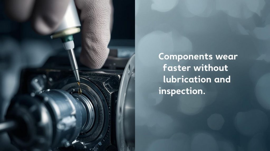 Components wear faster without lubrication and inspection