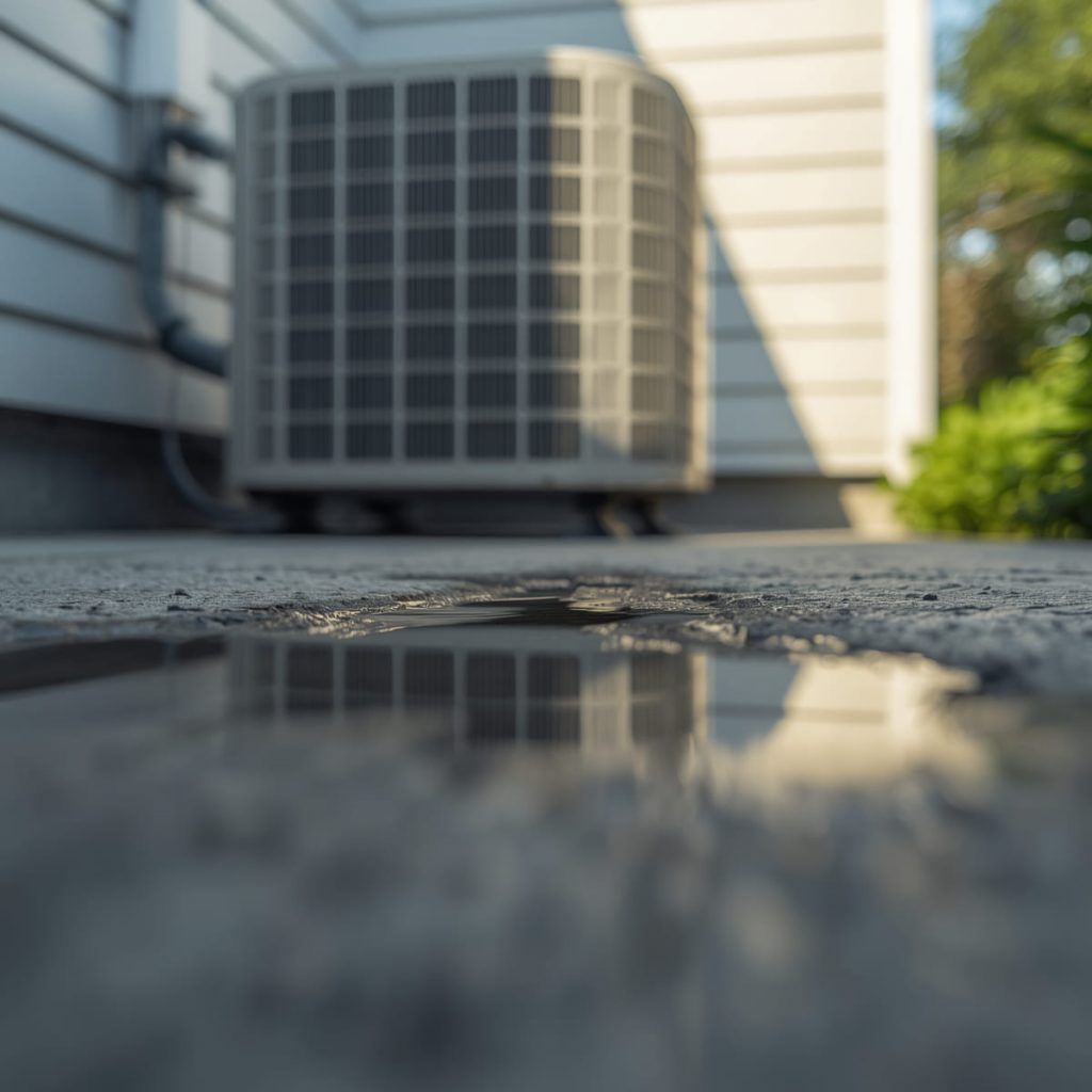 Water actively leaking from the HVAC system onto floors or near electrical components